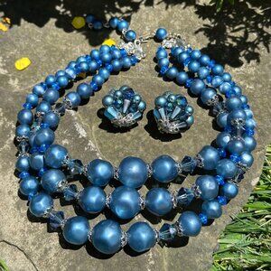 1950's Arthur Pepper "Art" Signed Midnight Blue Rendezvous Necklace and Earring
